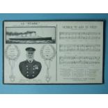 An SS Titanic "Nearer My God to Thee" postcard, an RMS Lusitania RP and eight others, shipping