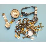 A Continental .800 silver ladies fob watch, three gents wrist watches and other items.