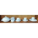 Ten pieces of Late-Victorian Crown Derby 'Wilmot' blue and white decorated coffee ware, comprising