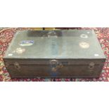 A metal cabin trunk by the Oshkosh Trunk Co. with internal tray, 103cm, applied with Cunard White