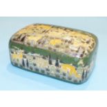 An Indian rectangular papier-mâché box and cover with slightly-domed top and painted decoration
