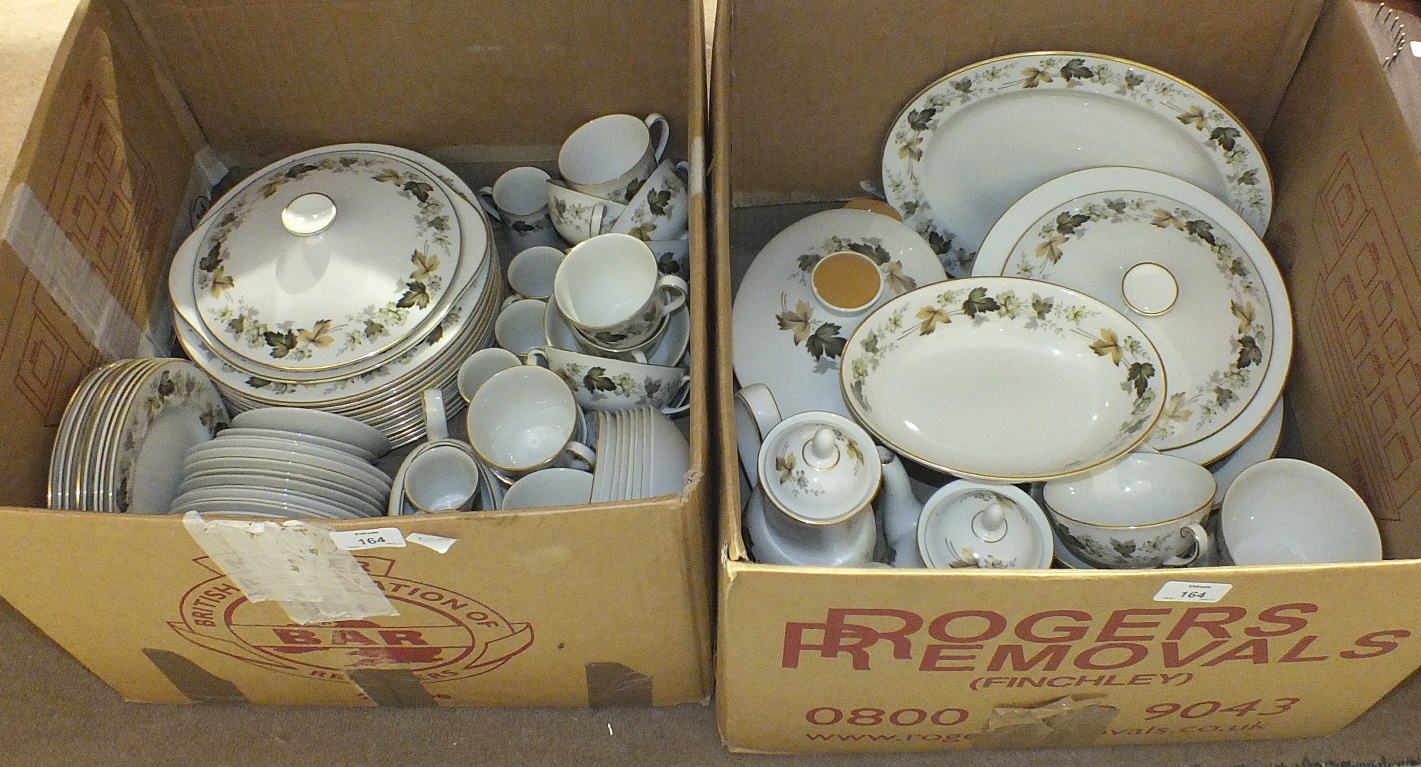 Approximately ninety pieces of Royal Doulton 'Larchmont' decorated tea, coffee and dinner ware.