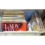 A quantity of books, 78RPM and LP records.