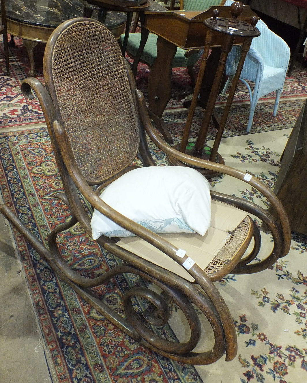 A bentwood caned-back-and-seat rocking chair. - Image 2 of 2