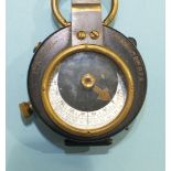 A Negretti & Zambra prismatic compass, 5cm, etched 'Lt A Stahl, 2nd Northn BDE RFA' on front, in