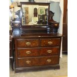 A walnut dressing chest with Art-Nouveau-style brass handles, 108cm wide, also a walnut dressing