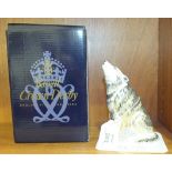 A Royal Crown Derby boxed limited edition 'Wolf' paperweight, 1307/2500, gold stopper, signature