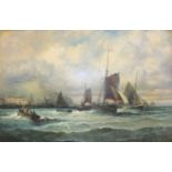 William Thornley (British, fl. 1858 - 1898) FISHING BOATS MOORING OFF STRANRAER Oil on canvas,