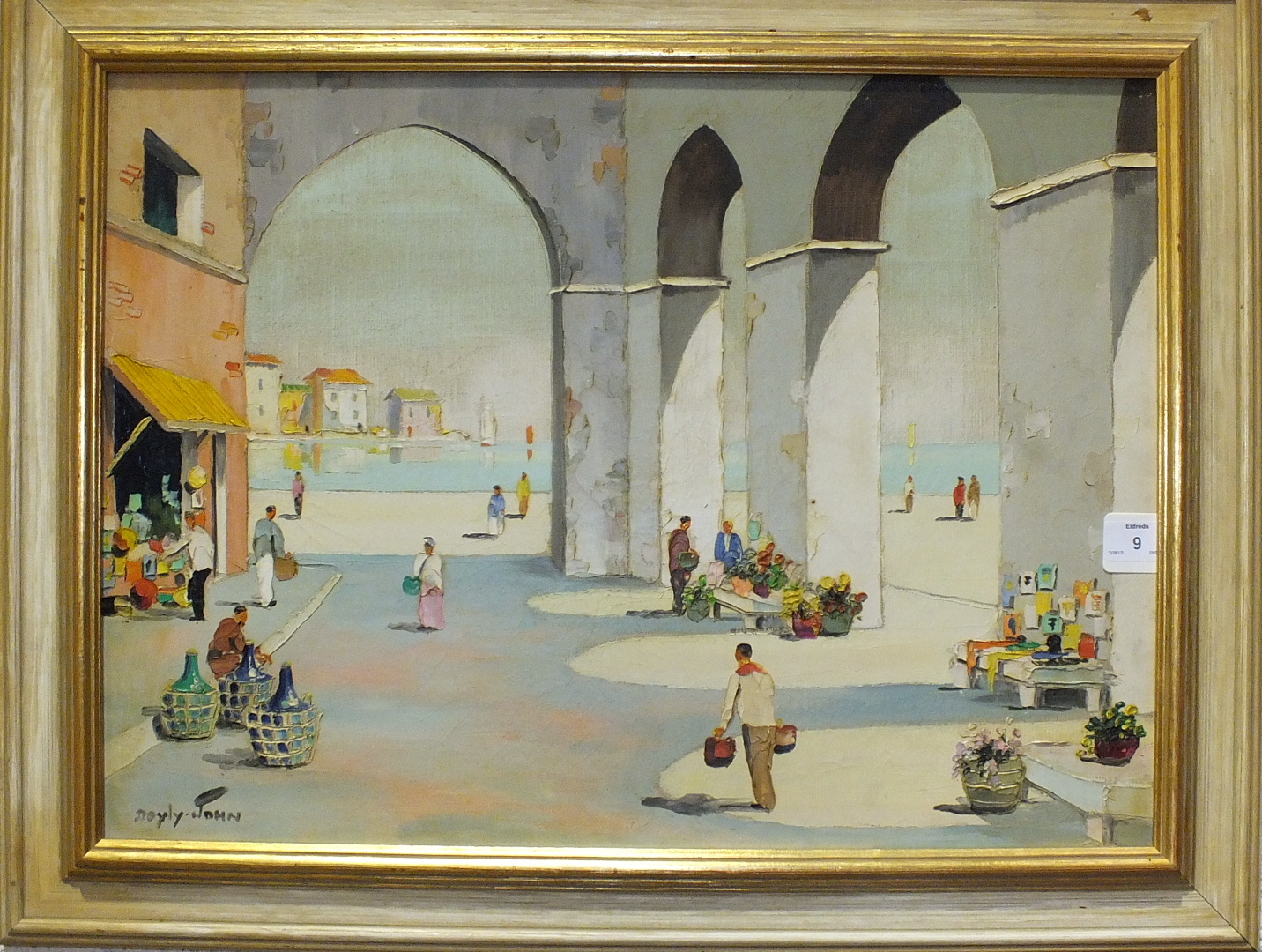 •R D'Oyly John (1906-1993) NEAR ALGIERS MARKET PLACE, UNDER THE ARCHES Oil on canvas, signed, 42 x