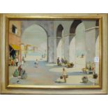 •R D'Oyly John (1906-1993) NEAR ALGIERS MARKET PLACE, UNDER THE ARCHES Oil on canvas, signed, 42 x