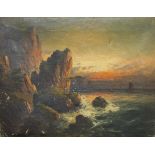Frank Hider (1861-1933) SUNSET GOLDEN GLOW, COASTAL SCENE Oil on canvas, unsigned, 36 x 46cm and