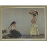 After Sir William Russell Flint RA (1880-1969), 'Rosa and Marisa', a coloured print, signed in