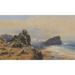 C E Brittan Snr (1837-1888) NORTH CORNWALL Watercolour, signed, 24.5 x 39cm, titled label verso, (