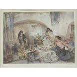 After Sir William Russell Flint RA (1880-1969), 'Question of Colour', a coloured print, signed in