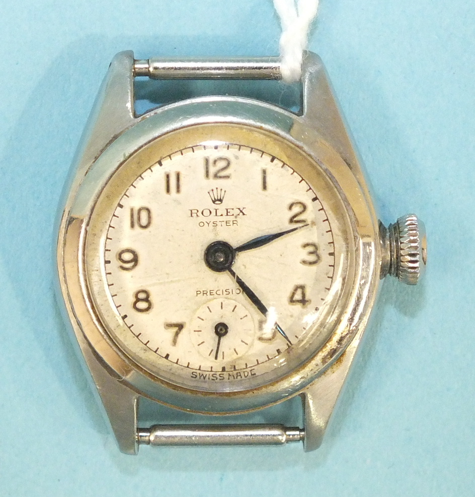 Rolex, Oyster Precision, a ladies steel-cased wrist watch, ref: 5004, no. 656 986, the screw-down