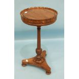 A William IV rosewood circular occasional table/plant stand, the removable circular top and