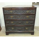 A Georgian mahogany rectangular bachelors chest of four drawers, in the Adam taste, each graduated