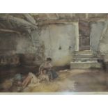 After Sir William Russell Flint RA (1880-1969), 'Retreat from The Sun', a coloured print, signed