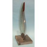 Richard Harwood, 'Flame', stainless steel sculpture on slate base, 54cm high.