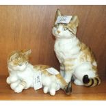 A Hutschenreuther Selb ceramic figure of a seated tabby cat, 17cm and another of a kitten playing