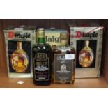 Three boxed bottles of Old Haig's Dimple Scotch whisky, a bottle of Bell's De Luxe Scotch whisky and