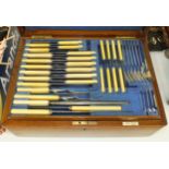 A Walker & Hall canteen of plated Old English pattern cutlery, twelve place settings in fitted