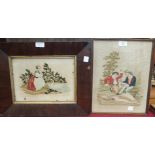 A collection of nine framed late 19th/early 20th century needlework pictures, (9).