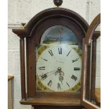 William G.... Bodmin, a Victorian pine longcase clock with arched painted dial, calendar aperture