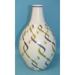 A 1950/60's Poole Pottery Freeform vase of ovoid shape with green and purple interweave pattern,