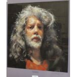 After R O Lenkiewicz, "Self Portrait", a limited edition coloured print, 21/450, signed in pencil in