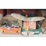 Various constructed plastic aeroplane models, A F & G The Crazy Clown Circus game and other boxed