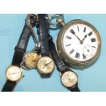 A steel-cased open-face key-wind pocket watch, a ladies Tissot Camping wrist watch and other