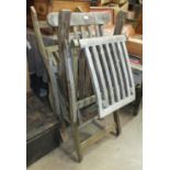 Two weathered teak "steamer" chairs, (2).