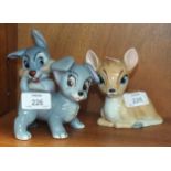 Three Wade Disney blow-up figures: Bambi, 11cm, Thumper, 14cm and Scamp, 11cm.