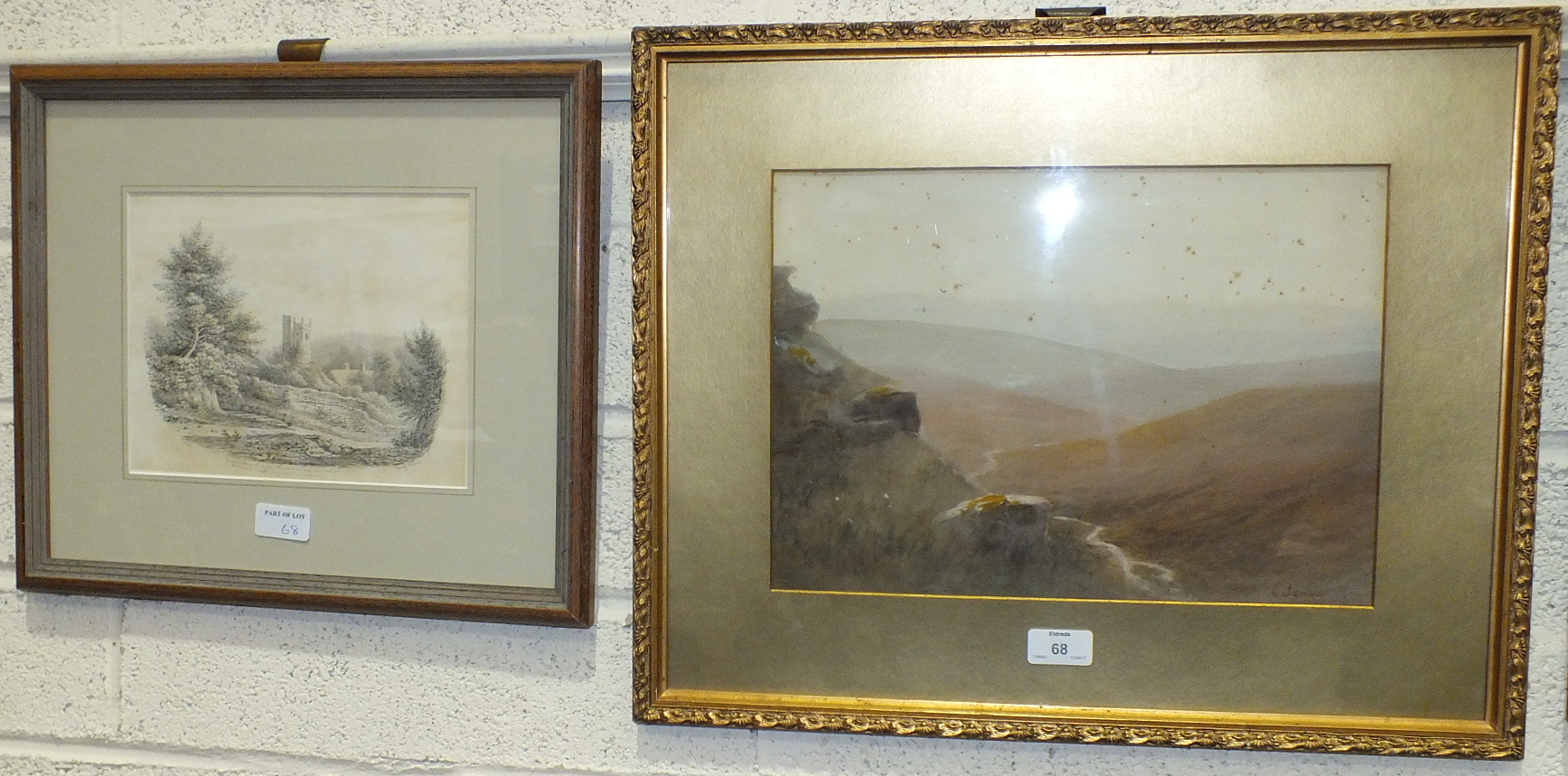 C Bate, 'Moorland Scene', a signed gouache/watercolour, 25 x 35cm, another, 'Clapper Bridge' and - Image 2 of 3