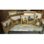 A collection of 19th and 20th century oil paintings, mainly landscapes.