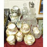 A Hammersley floral-decorated part tea and coffee set, other teaware and glassware.