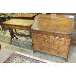 A 19th century mahogany bureau, the rectangular top above a fall front revealing pigeon holes,