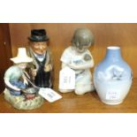 A Royal Doulton figure 'River Boy' HN2128, 10.5cm, a Royal Doulton 'Winston Churchill' Toby jug,