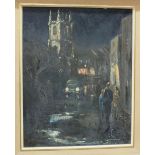 J H Dashwood FRSA, '"Nocturne - St Austell" Trinity Church St Austell', an unsigned oil on canvas,