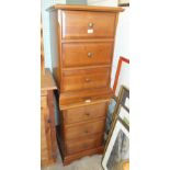 A pair of modern mahogany finish three-drawer bedside chests, 49cm wide, 73cm high, (2).