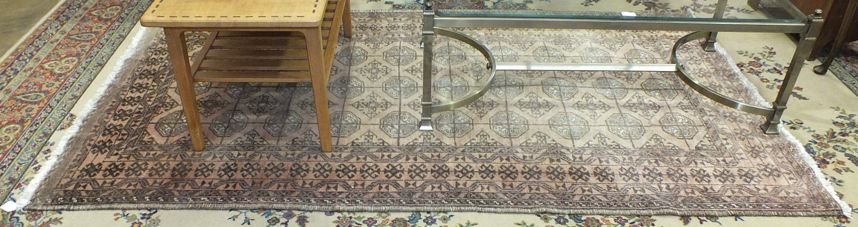 A modern brassed frame rectangular coffee table with plate glass top, 57 x 114cm and a modern - Image 3 of 3