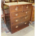 An early-20th century mahogany straight-front chest of two short and three long drawers, on plinth