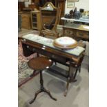 A reproduction mahogany sofa table, a mahogany Sutherland table, 82 x 67cm open, an oblong