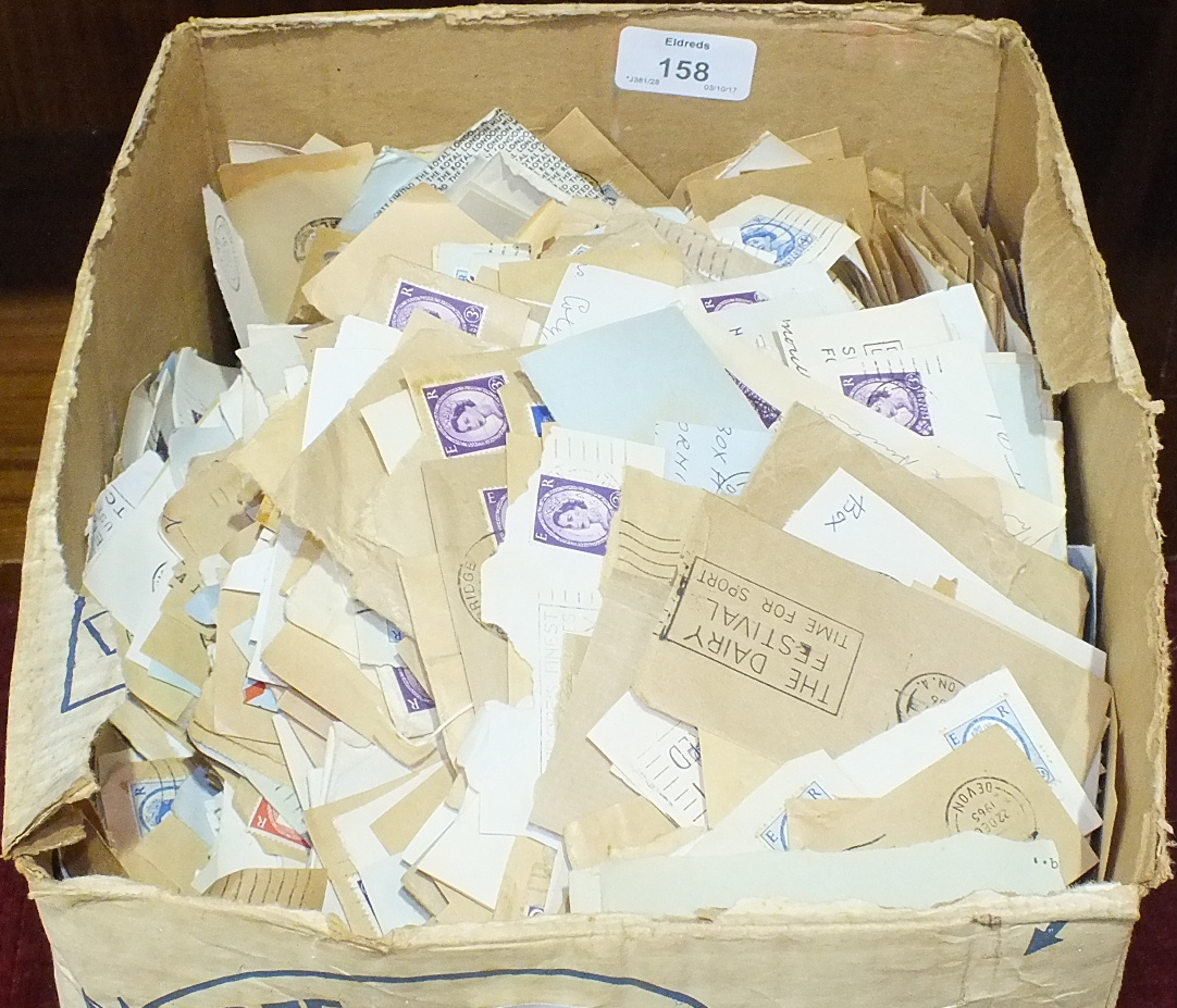 A collection of 1960's used British postage stamps, (cut from envelopes).