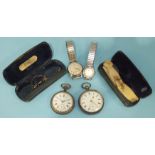 A silver-cased key-wind pocket watch, one other, a Junghans gentleman's wrist watch and other