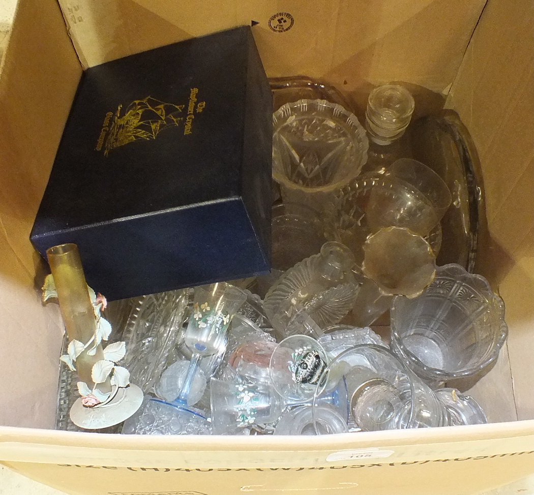 A collection of cut and other glassware, including vases, decanters, bowls, wine and drinking - Image 2 of 2