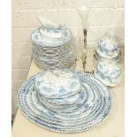 Approximately forty pieces of SH & Sons 'Coronet' blue, white and gilt decorated dinnerware, a
