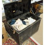 A quantity of table linen, etc. and a metal trunk.