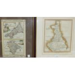 A framed map bookplate 'Cornwall and Devonshire', pub. Alex Hogg for Walpolle's Bristol Traveller,